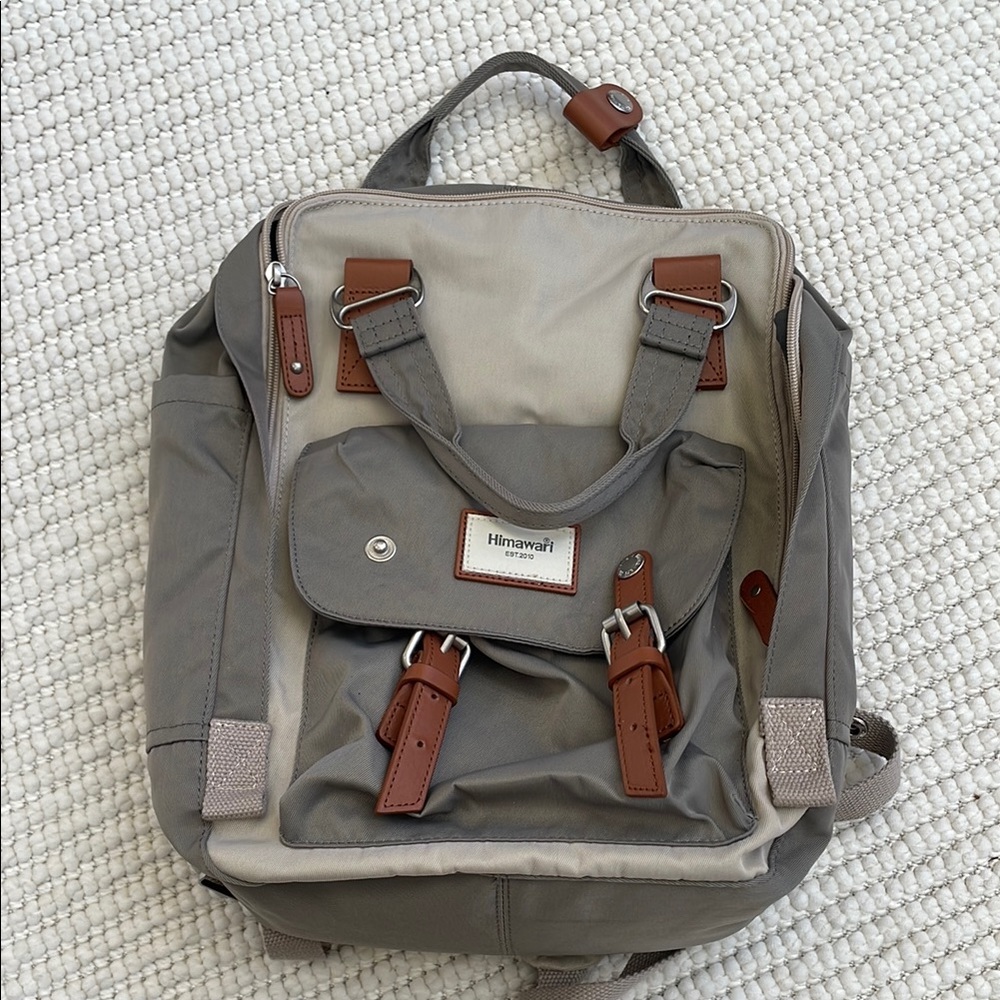 Gray and Brown Backpack